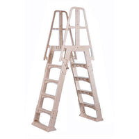 Vinyl Works Taupe Above Ground A-Frame Resin Slide-Lock Pool Step Ladder