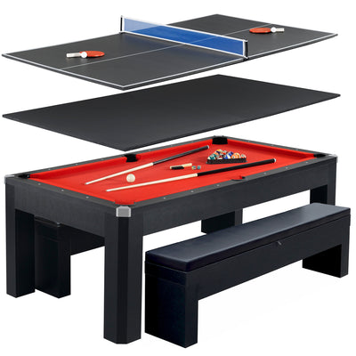 Park Avenue 7' Combo Dining Pool Table plus Table Tennis Set Black