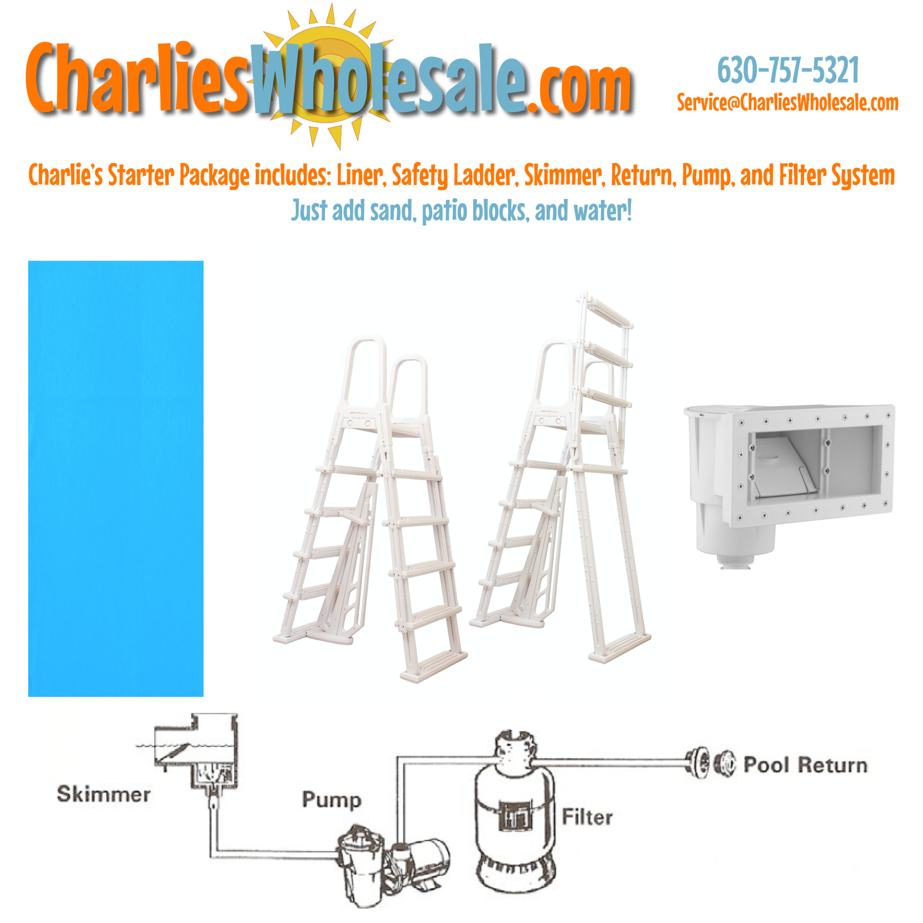 Belize 52" Steel Wall Above Ground Pool Kit plus Starter Package