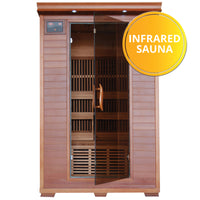 Yukon 2 Person Cedar Deluxe Infrared Sauna with 6 Carbon Heaters