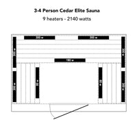 Cedar Elite 3-4 Person Premium Infrared Sauna Room with 9 Carbon Heaters
