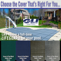 GLI Mesh Rectangle Swimming Pool Safety Cover Center End Steps Concrete Anchors