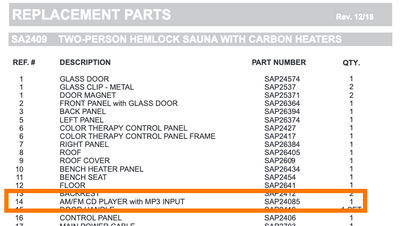 Replacement Part SAP24085 mp3 Stereo