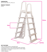 A-Frame Flip Up Resin Above Ground Swimming Pool Safety Ladder