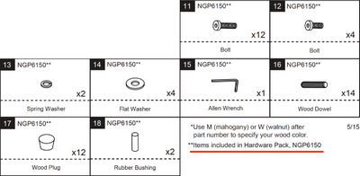 Replacement Parts NGP6150 Hardware Pack