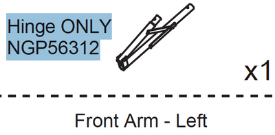 Replacement Part NGP56312 Hinge ONLY for Left Front Arm