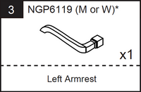 Replacement Poker Table Parts - NGP6119W or NGP6119M Left Armrest Choose Walnut or Mohogany