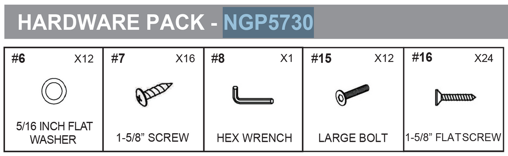 Replacement Part NGP5730 Hardware Pack