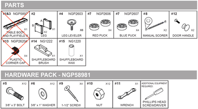 Replacement Part NG1218BW - Box B for Walnut Unit (Legs, Hardware, Accessories)