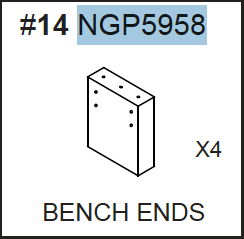 Replacement Part NGP5958 Black Bench Ends (Set of 4)