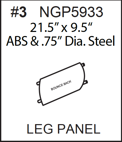 Replacement Part NGP5933 - Plastic Leg Plate with Steel Frame VERSION 1