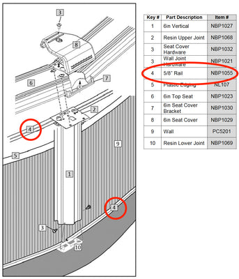 Replacement Part NBP1055 5/8" Rail