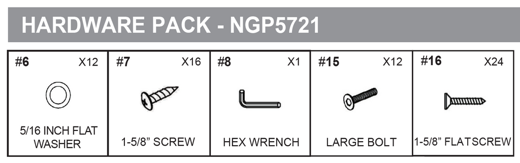 Replacement Part NGP5721 Hardware Pack