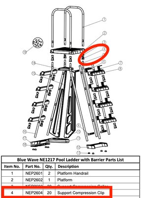 Replacement Part NEP2604 Support Compression Clip (Pack of 4)