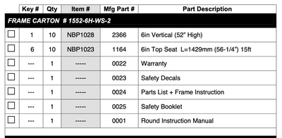 Replacement Part PC5030 1552-6H-WS-2