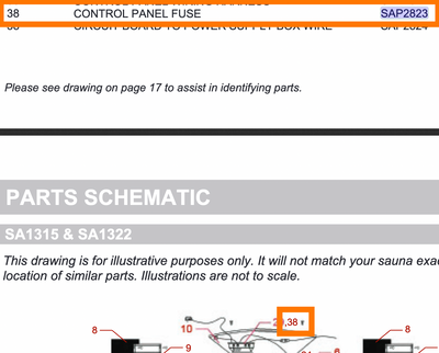 Replacement Part SAP2823 Control Panel Fuse