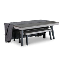 Santorini 82" Outdoor Slate Pool Table with Dining Top Benches and Ping Pong