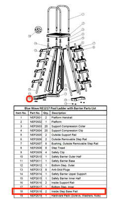 Replacement Part NEP2618 Inside Step Base Pad 2 EACH