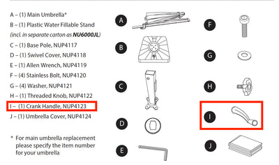 Replacement Part NUP4123 Crank Handle