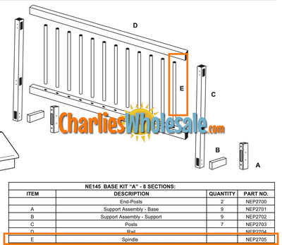 Replacement Part NEP2705 Spindle