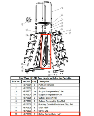 Replacement Part NEP2610 Safety Barrier Outer Half