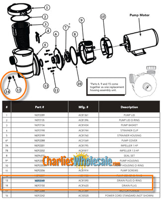 Replacement Part NEP2150, NEP2149, and AC 81590 Universal 1/4" Drain Plug with O-Ring