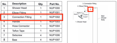 Replacement Part NUP1002 Connection Fitting Part 3