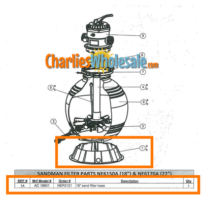 Replacement Part NEP2121 18" Sand Filter Support Base