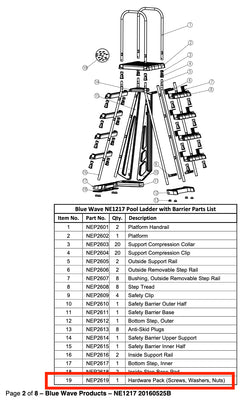 Replacement Part NEP2619 Hardware Pack