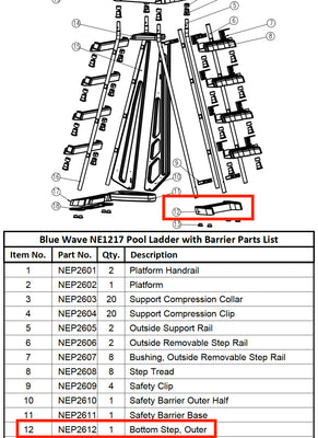 Replacement Part NEP2612 Bottom Step Outer