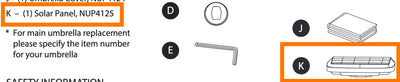 Replacement Part NUP4125 Solar Panel