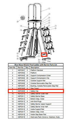 Replacement Part NEP2609 Safety Clip 4 EACH