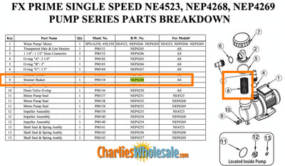 Replacement Part NEP4248 Strainer Basket