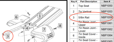 Replacement Part NBP1058 - 5/8 IN RAIL 56-3/8"