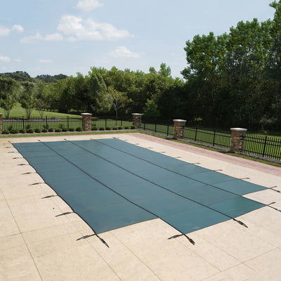 18-Year Mesh In-Ground Pool Safety Cover w/ Step Section - Green
