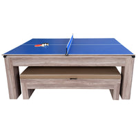 Driftwood 7-ft 3-in-1 Combo Air Hockey Table w/ Ping Pong and Dining